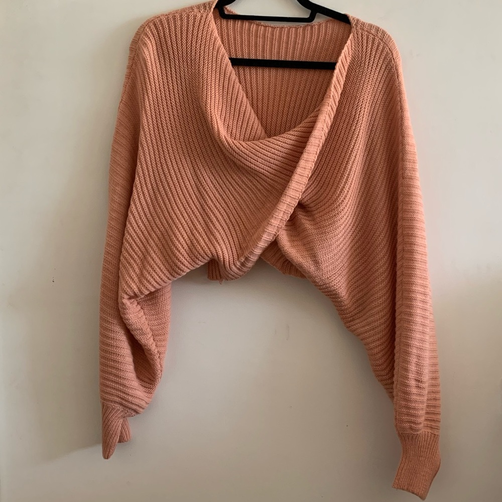 Twist-front cropped sweater